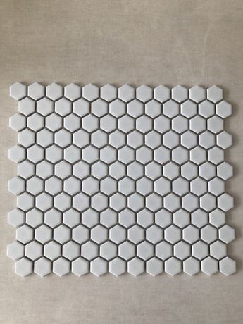 Mozaika płytki kafelki raw decor biała z połyskiem heksagon hexagon
