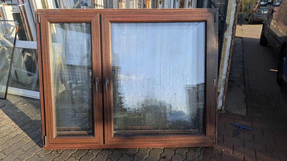 KR HAUS okno 170x137 3 sztuki mahoń używane okna drzwi POZNAŃ