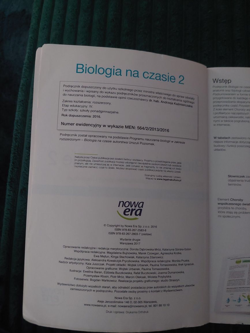 Książka do Biologii kl. 2 liceum  Nowa Era