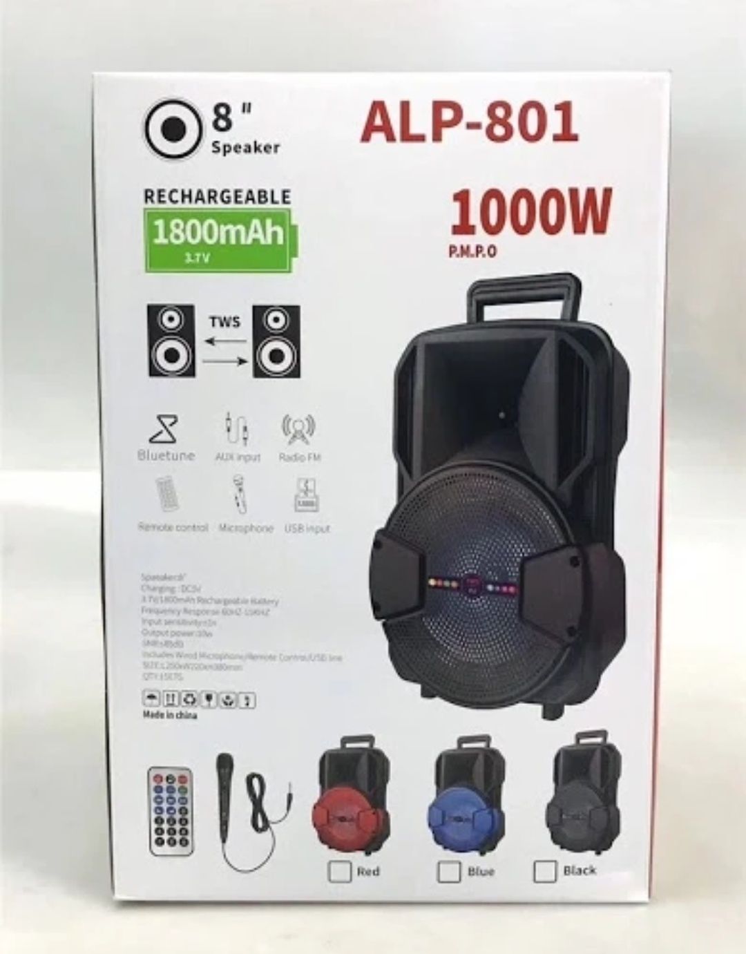 Колонка-валіза ALP-801 (BT, USB, SD, FM, мікрофон, пульт)
