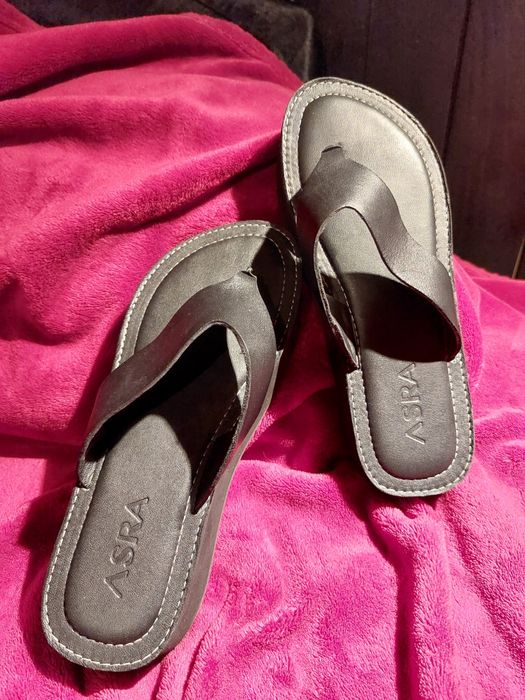 ASRA skórzane japonki 37 38 czarne skóra platformy NOWE 360 PLN