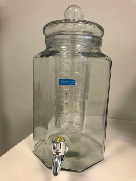 Dispensador de bebidas em vidro, c/ torneira e tampa - NOVO