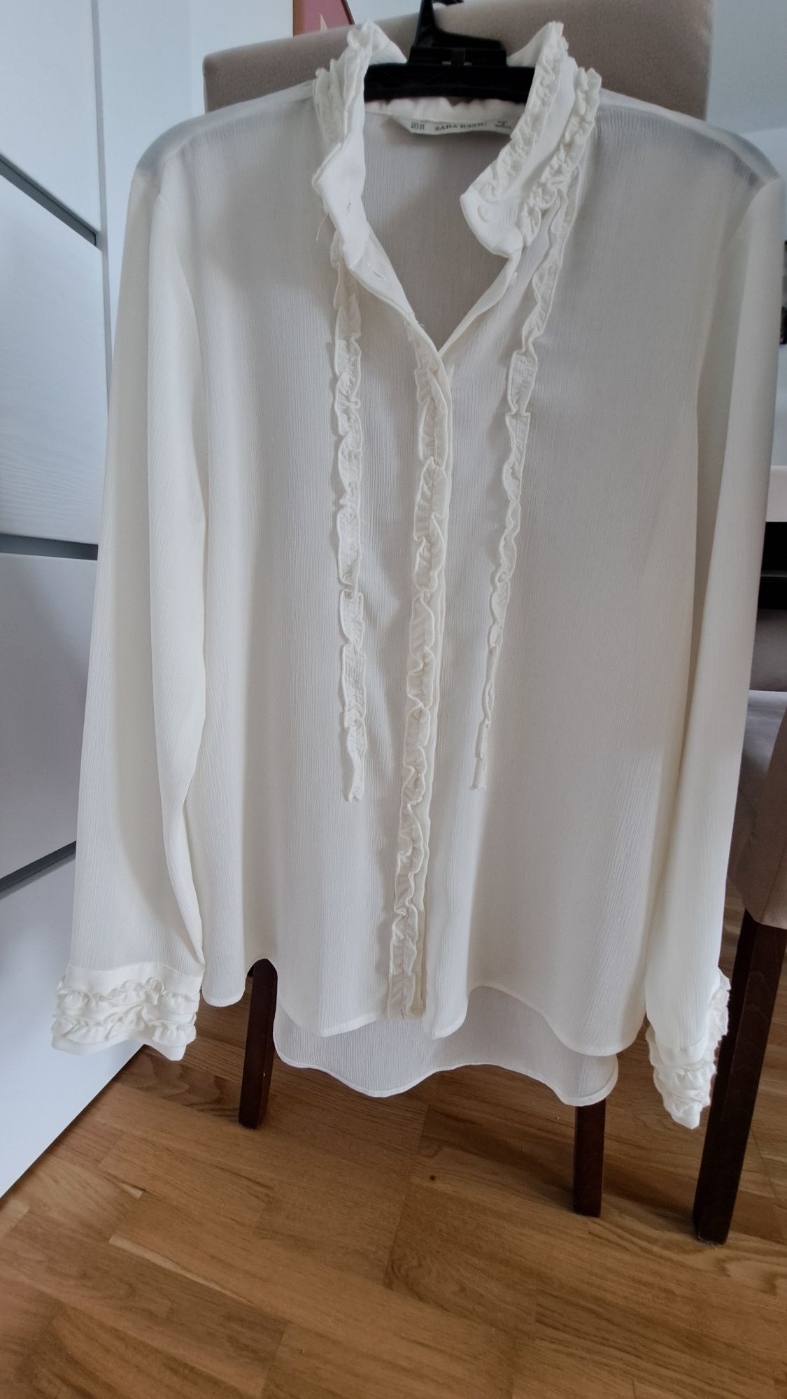 Zara Koszula/bluzka ecru rozmiar XS