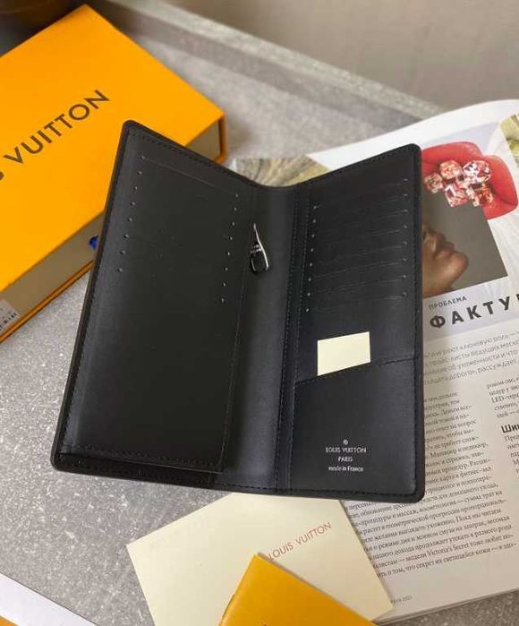 Кожаный органайзер Louis Vuitton черный кошелек Луи Виттон клатч k407