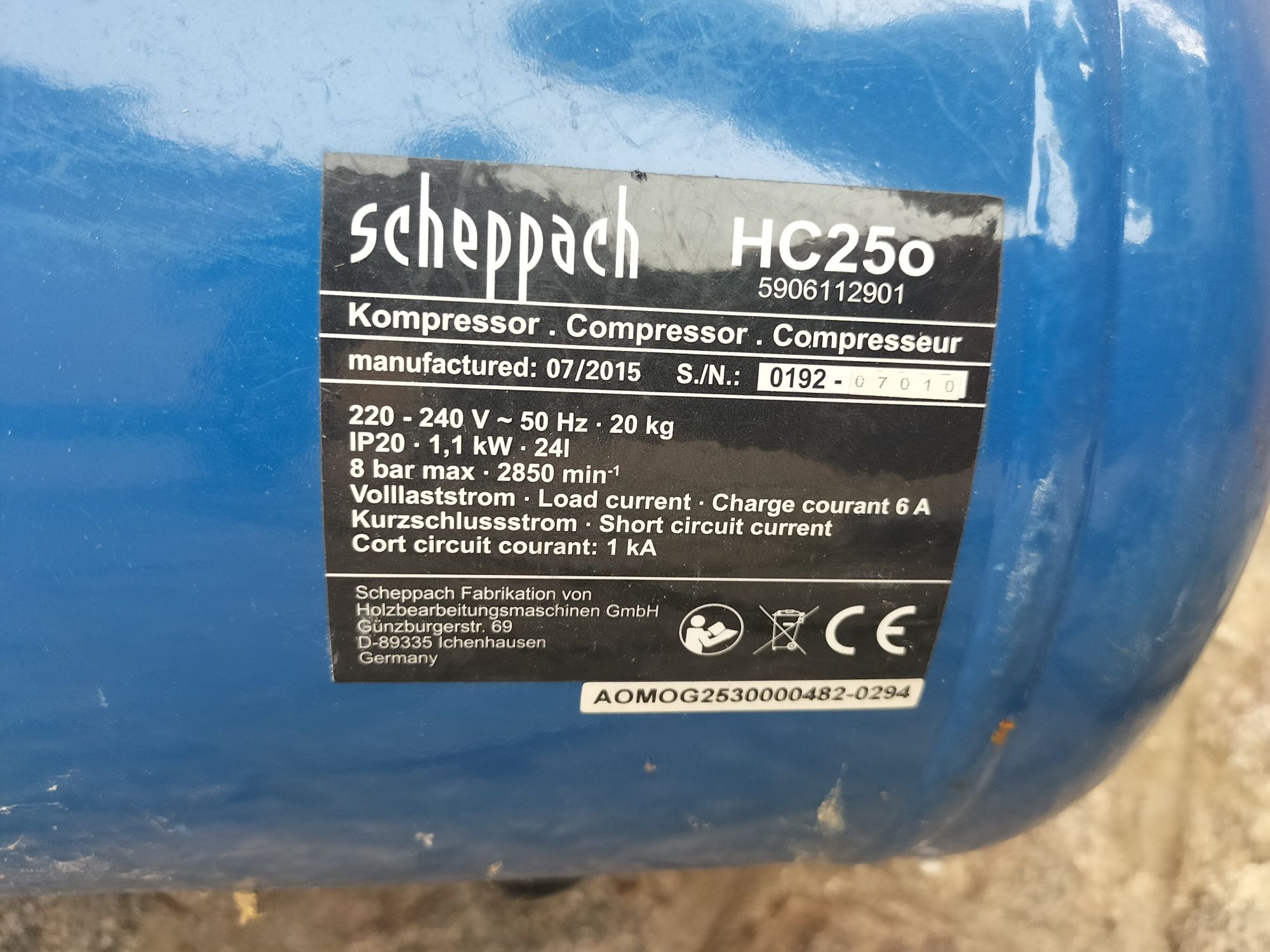 Компресор безмасляний SCHEPPACH HC25o.