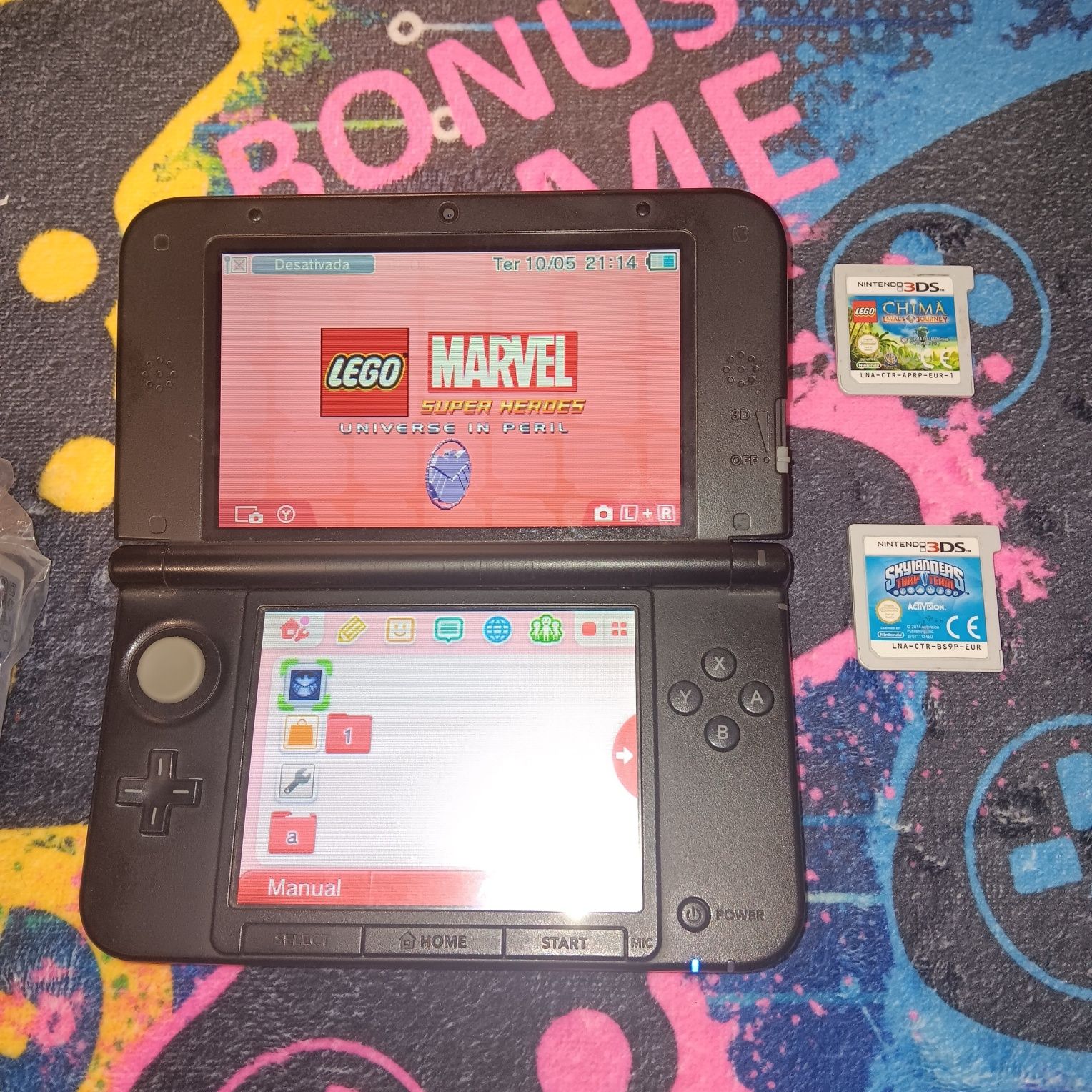 Nintendo 3DS XL Vermelha + 3 Jogos + Carregador