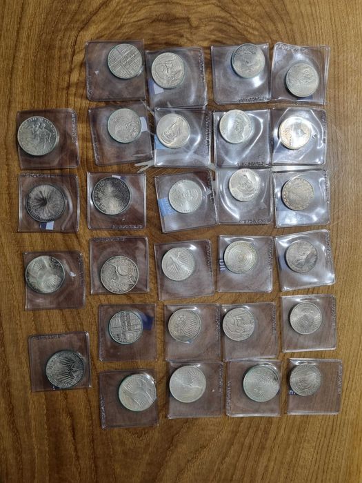Zestaw srebrnych monet Ag 5 marek i 10 marek łącznie 28 sztuk 352,3 gr