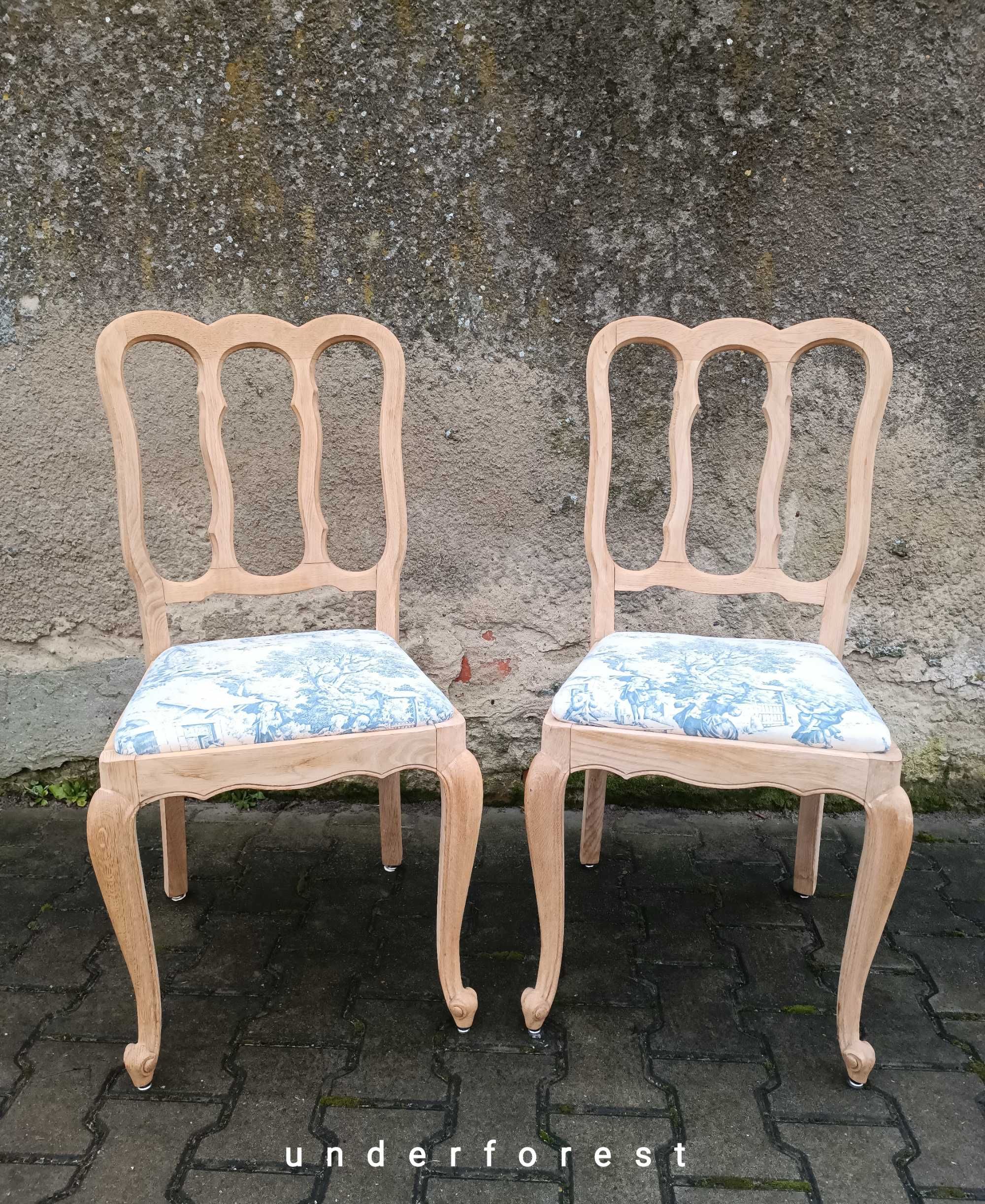 Krzesła drewniane tapicerowane rustykalne boho ludwik