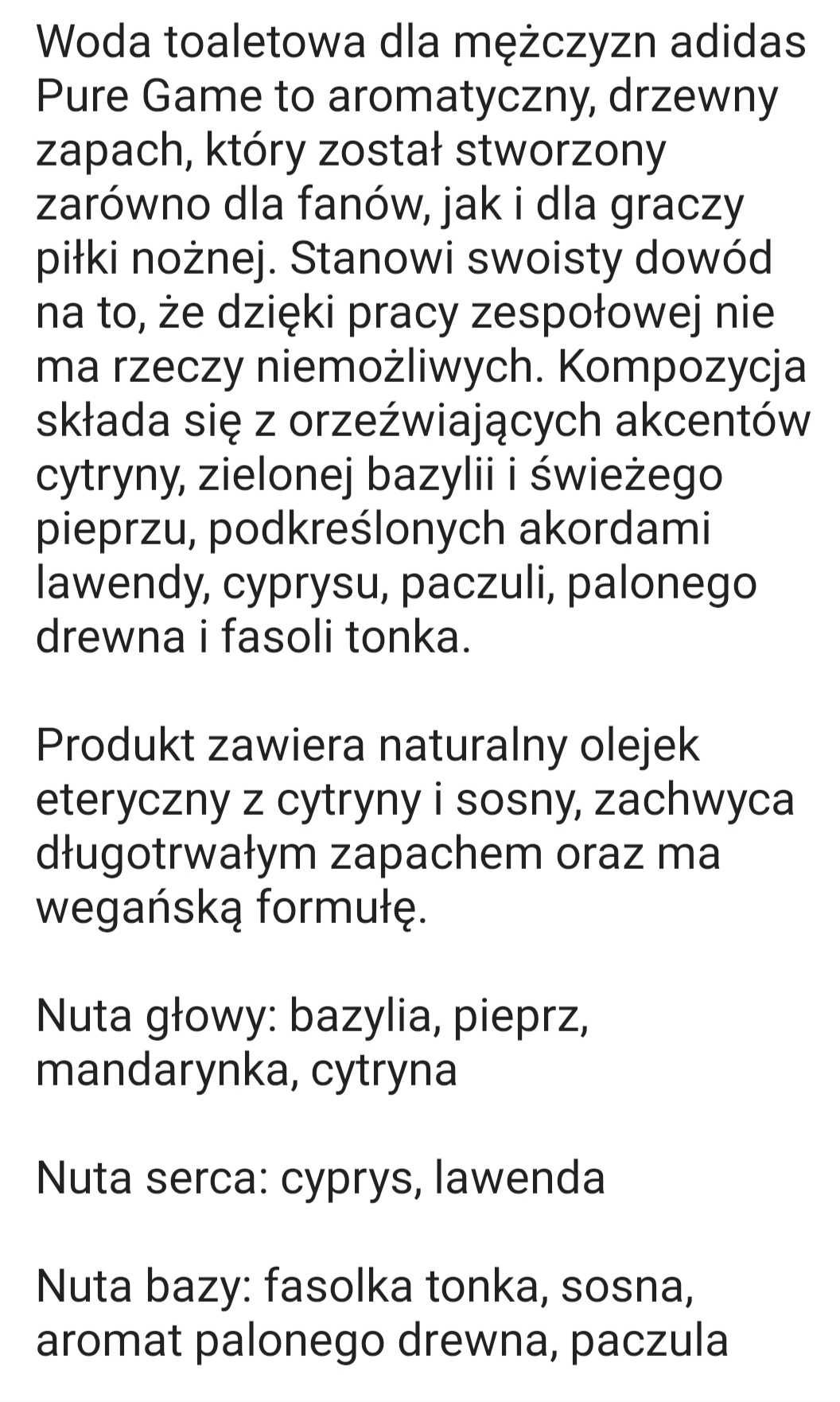 Perfumy męskie Adidas PURE GAME