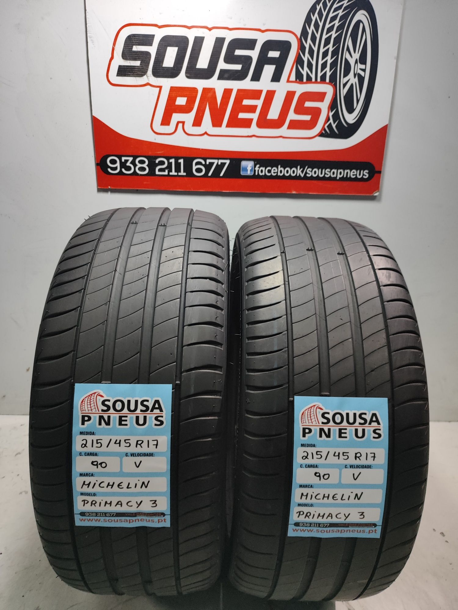 2 pneus semi novos Michelin 215/45R17 90V Oferta dos Portes