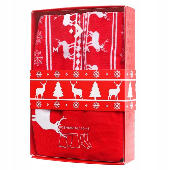 Zestaw Świąteczny MORAJ Bokserki Skarpety Prezent Mikołajki L i XL