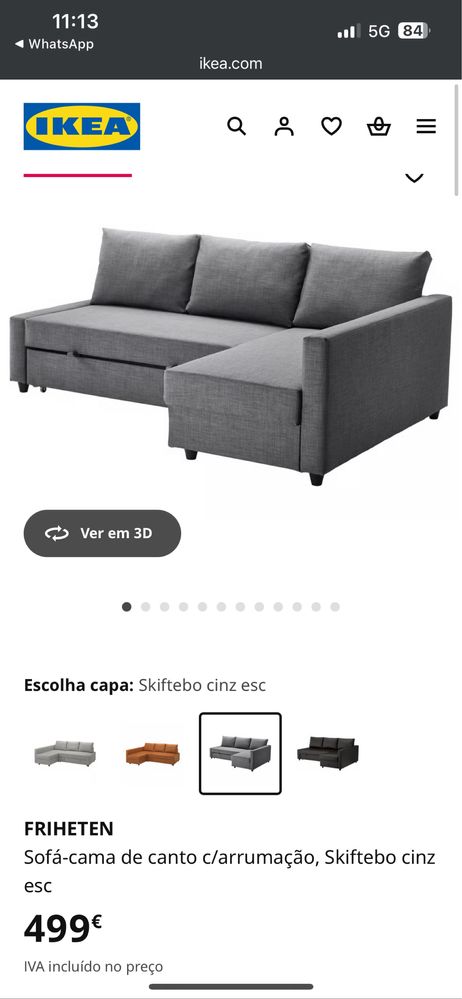 Sofa cama cinzento