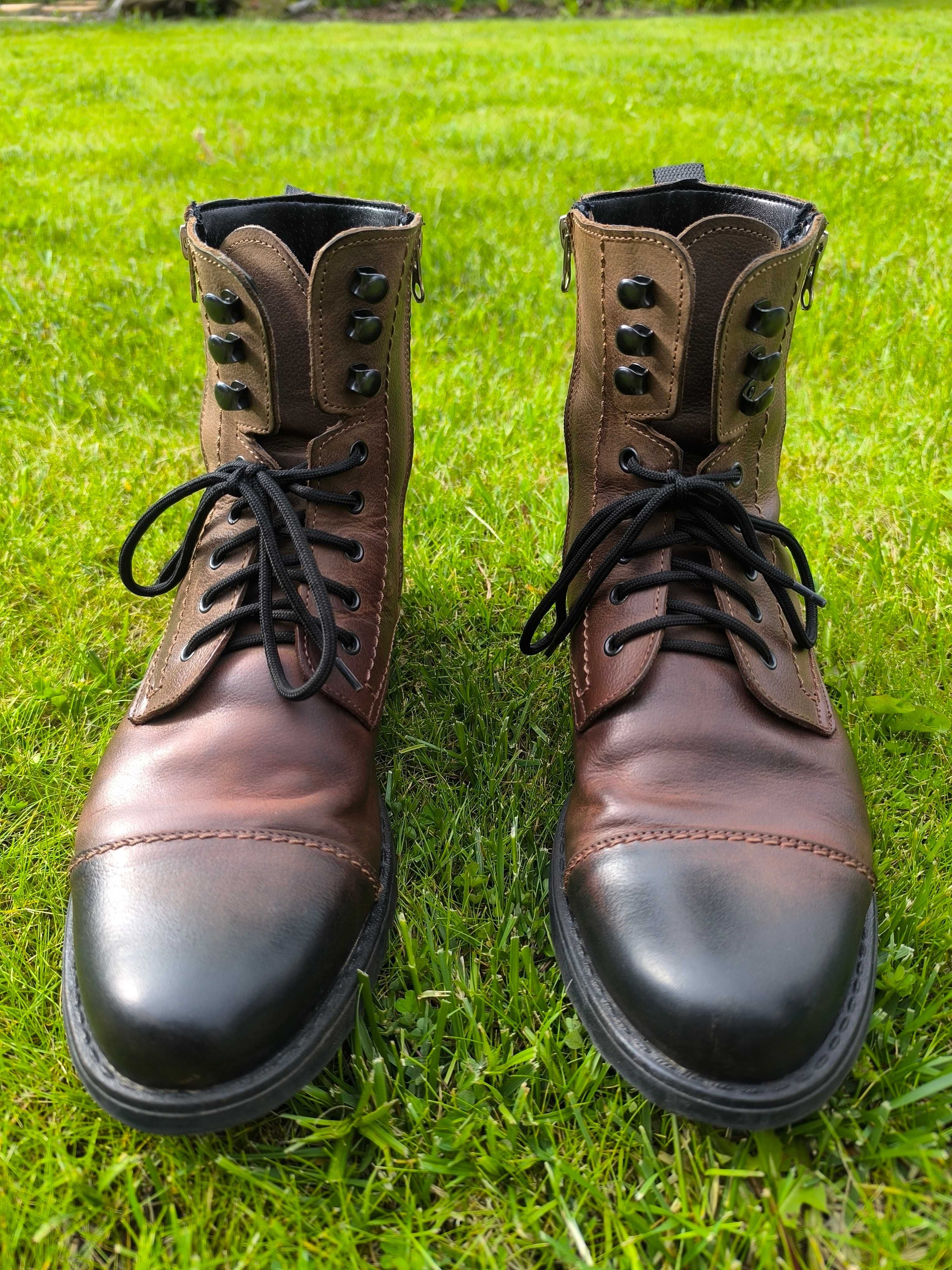 Skórzane sztyblety męskie brązowe Jordan Handmade Shoes rozm. 43