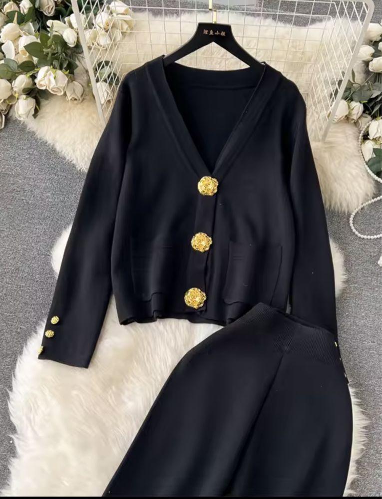 Kontantto komplet dzianina sweter spodnie  czarnyxs-2xl