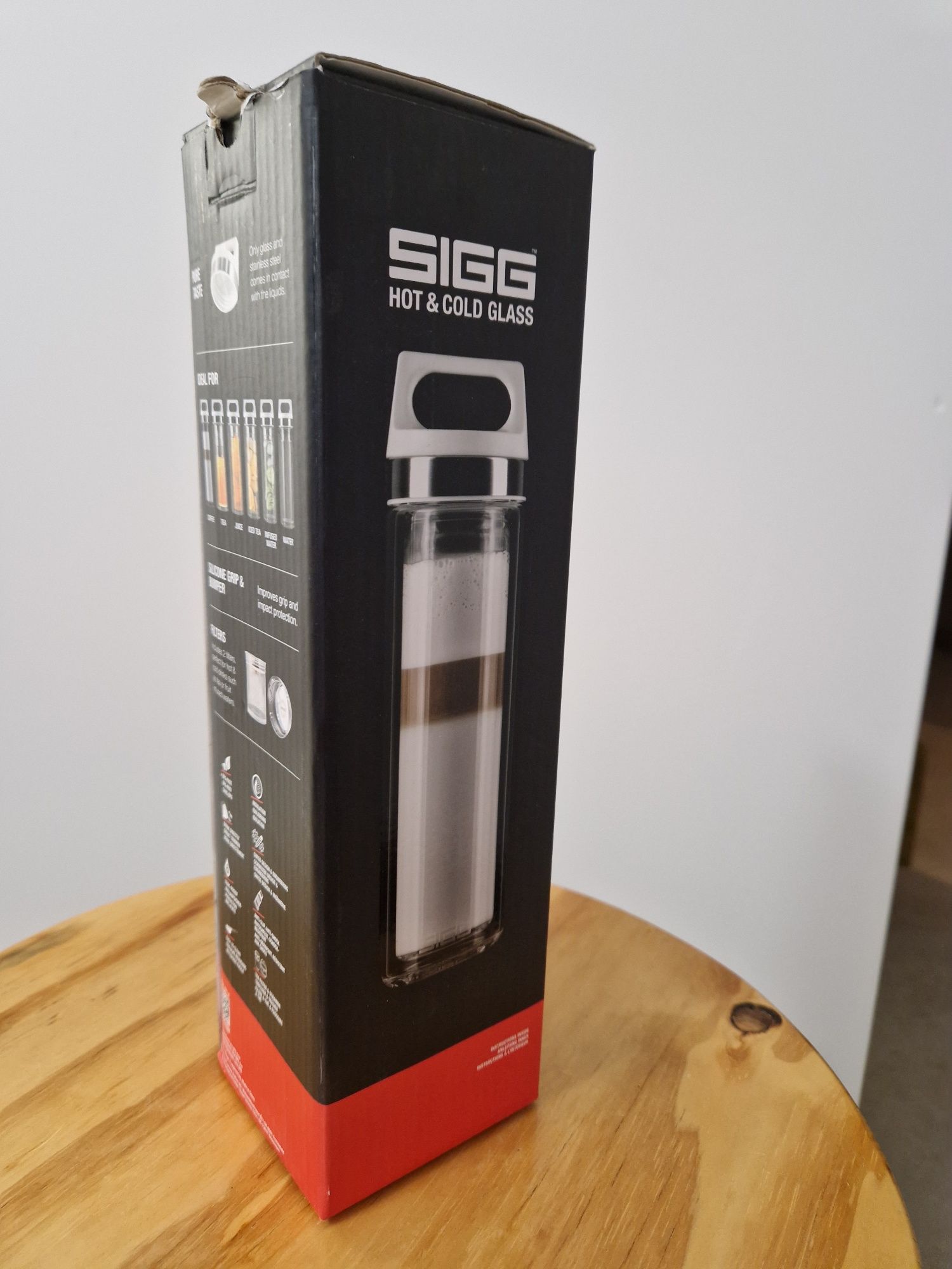 Sigg termos szklany z zaparzaczem nowy 400 ml butelka