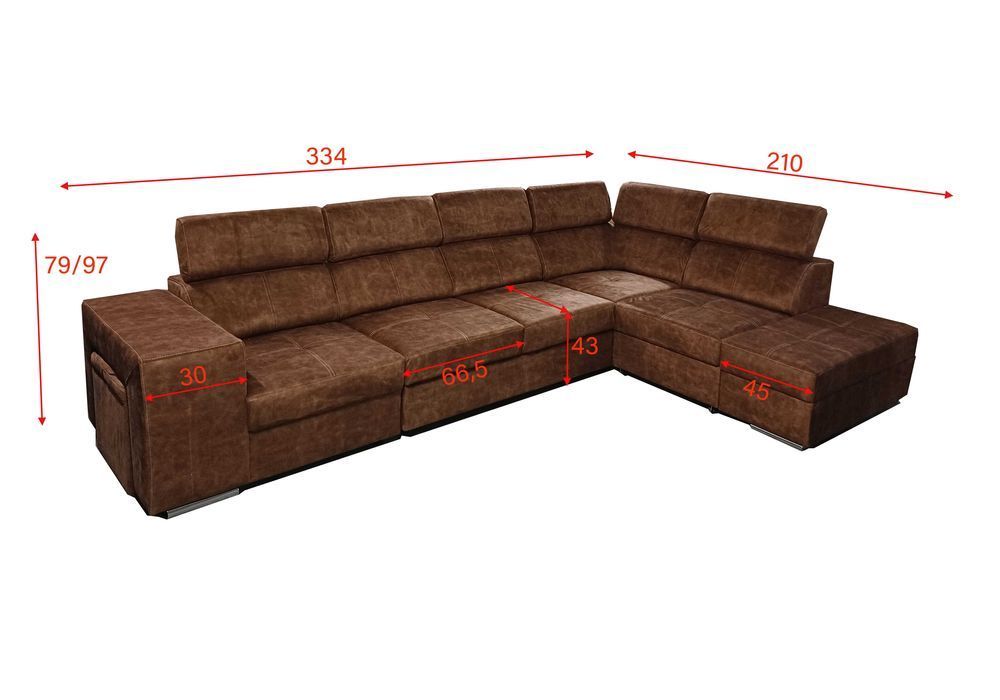 Rozkładany narożnik MALAGA z funkcją spania i pojemnikiem Dostawa