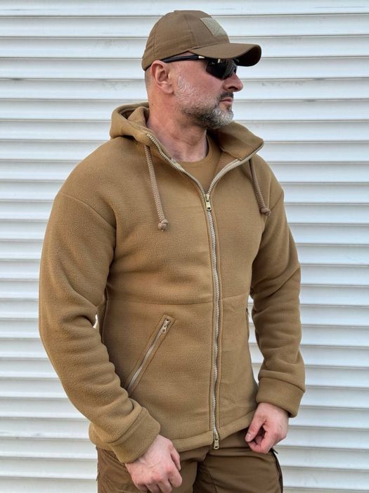 Кофта флісова тактична з капюшоном Грізлі Койот/Олива