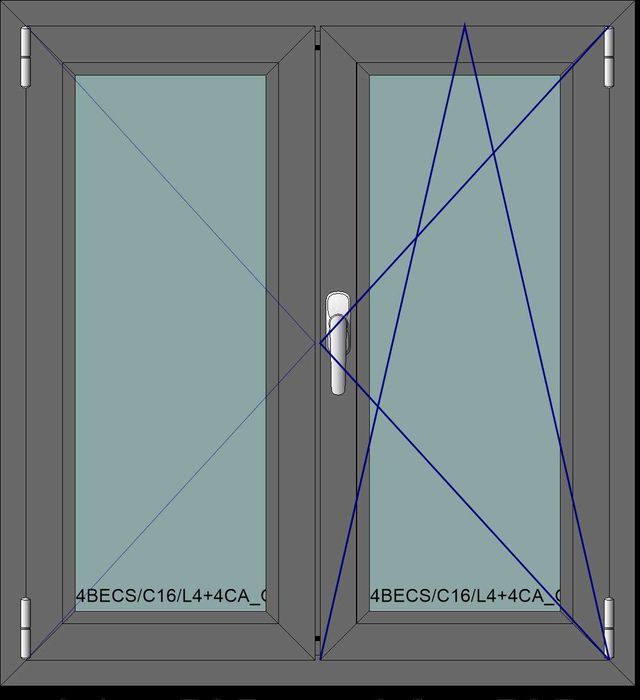Porta  e janela em PVC em cor cinza (7016)