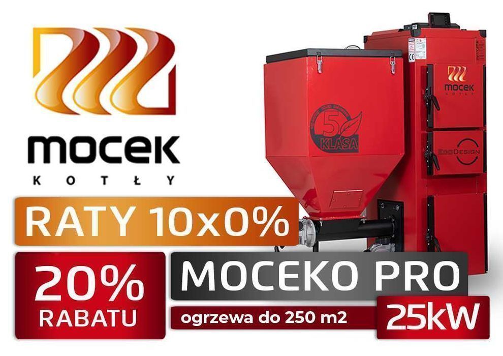 Kocioł na ekogroszek, pellet, Moceko PRO piec c.o. o mocy 25kW