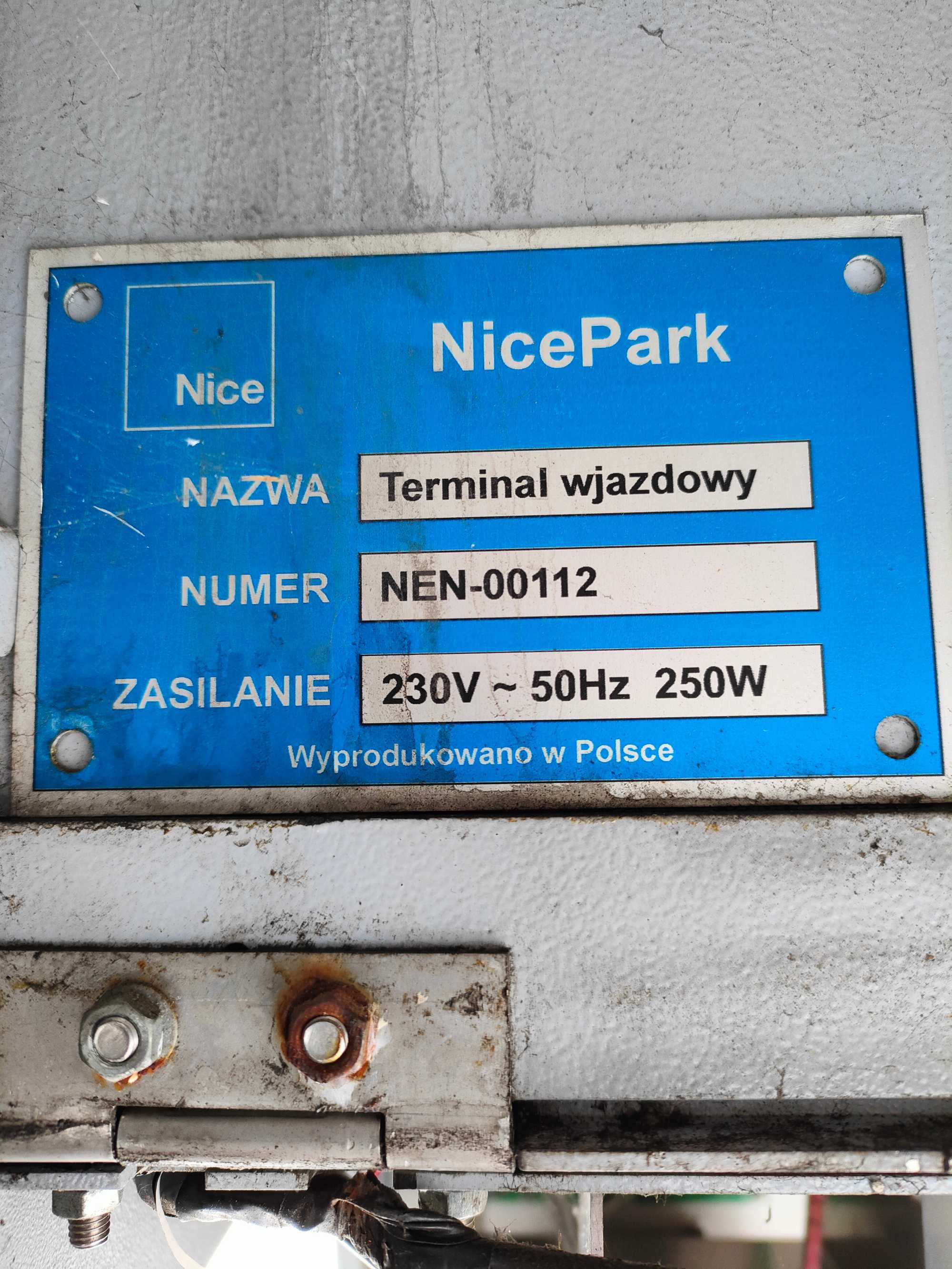 Szlaban parkingowy Nice Terminal wjazdowy- wyjazdowy komplet