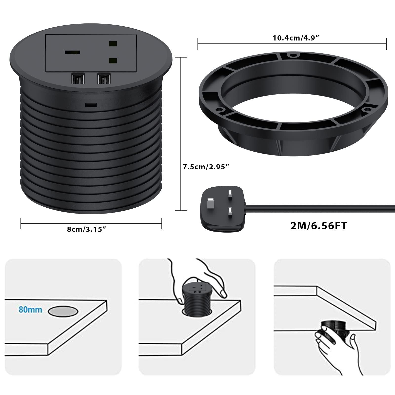 Gniazdo wpuszczane w blat 2x USB