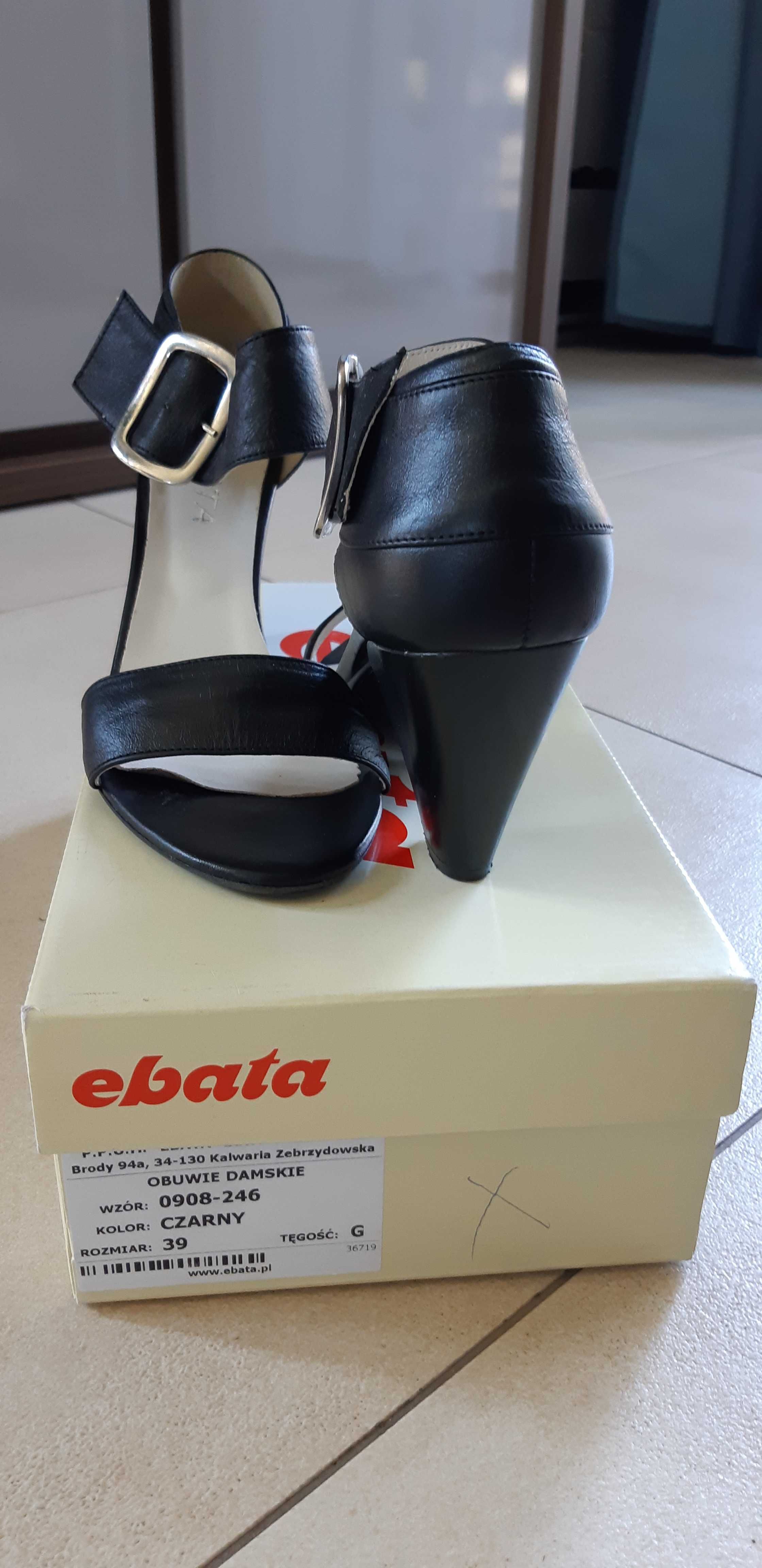 Eleganckie sandały na obcasie damskie r.39 kolor czarny (ebata)