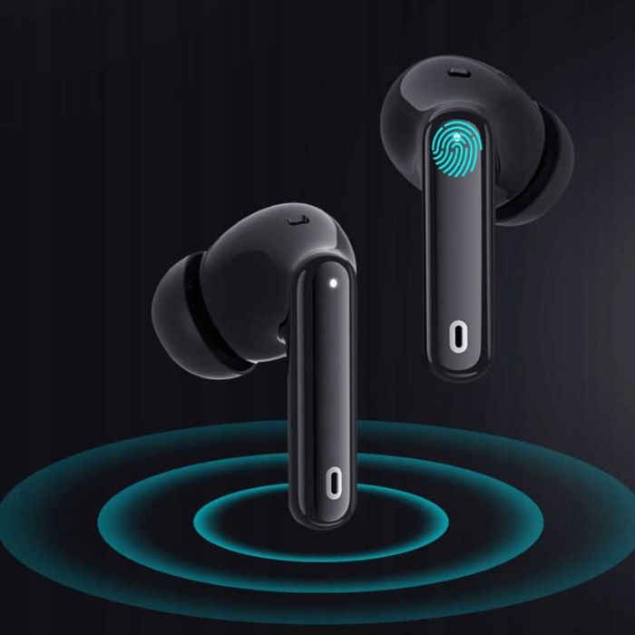 Słuchawki Bezprzewodowe Czarne Manta Rytmo Pro Anc Enc Tws Douszne