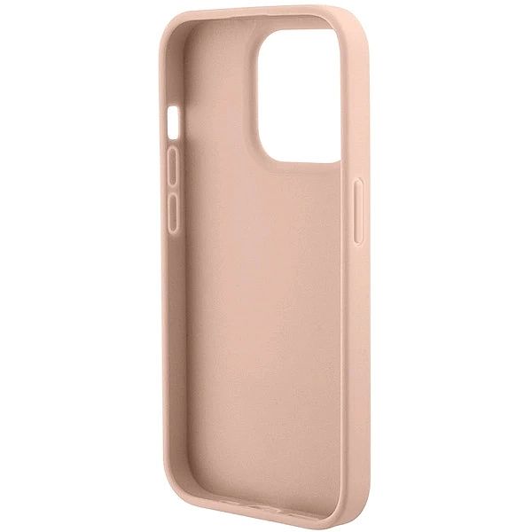 Etui Guess Croco Triangle Metal Logo na iPhone 15 Pro - różowe