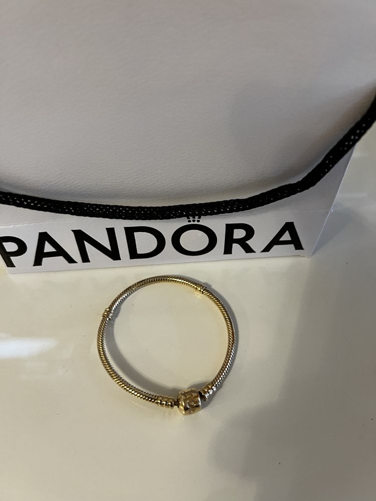 Złota bransoletka Pandora 17 cm. Okazja!