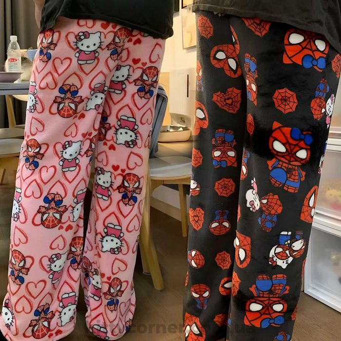 Плюшеві штани hello kitty&spiderman м'які штани з людиною павуком