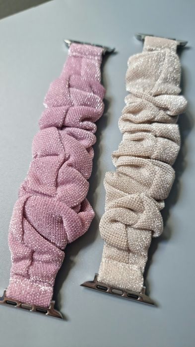 Scrunchie pasek do Apple Watch 42/44/45/49 mm - różowy / kurkuma