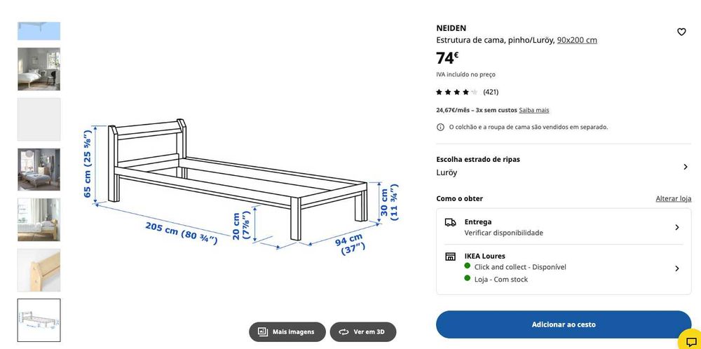 Estrutura de cama Ikea com estrado
