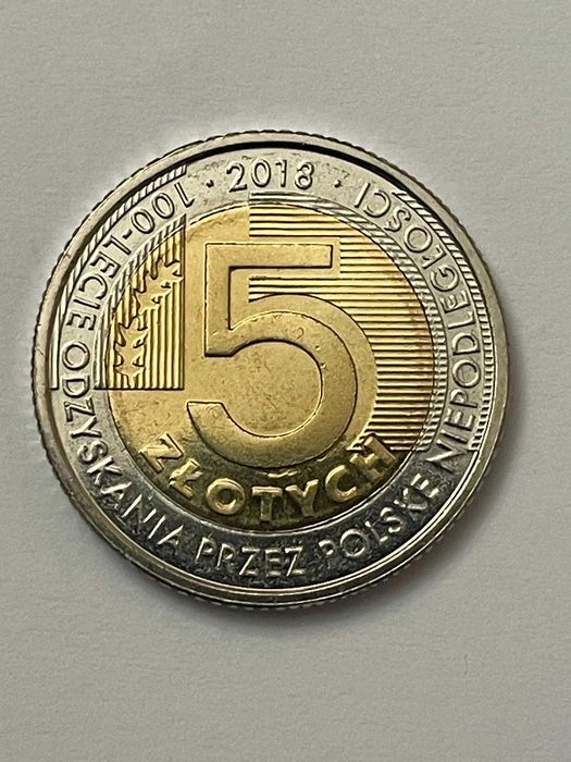moneta 5 zł 2018 UNC destrukt - 100 Lecie