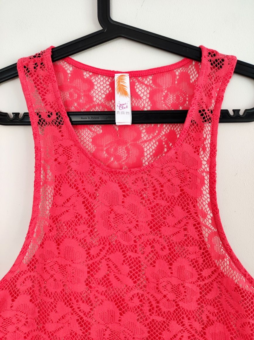 Primark Ocean Club 38 40 Ażurowy Top Plażowy Beach Wear Koronka