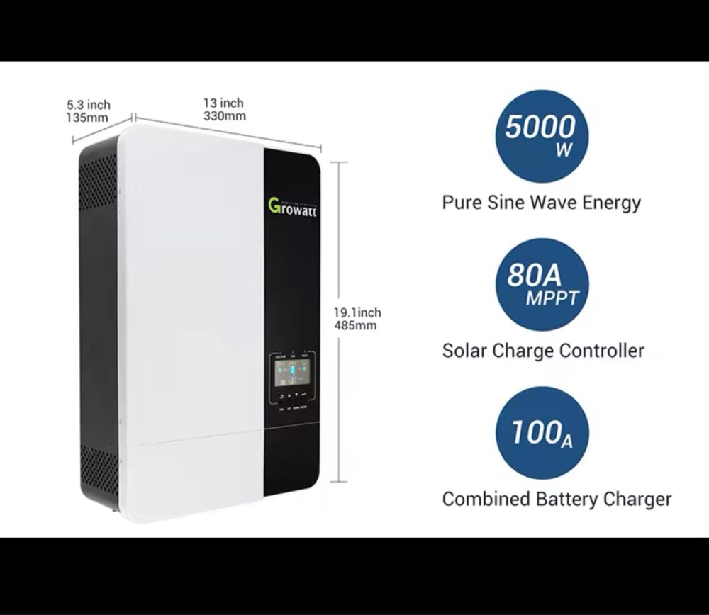 Инвертор Growatt SPF5000ES WI-FI, 5000 Вт, 48 В, 100 А