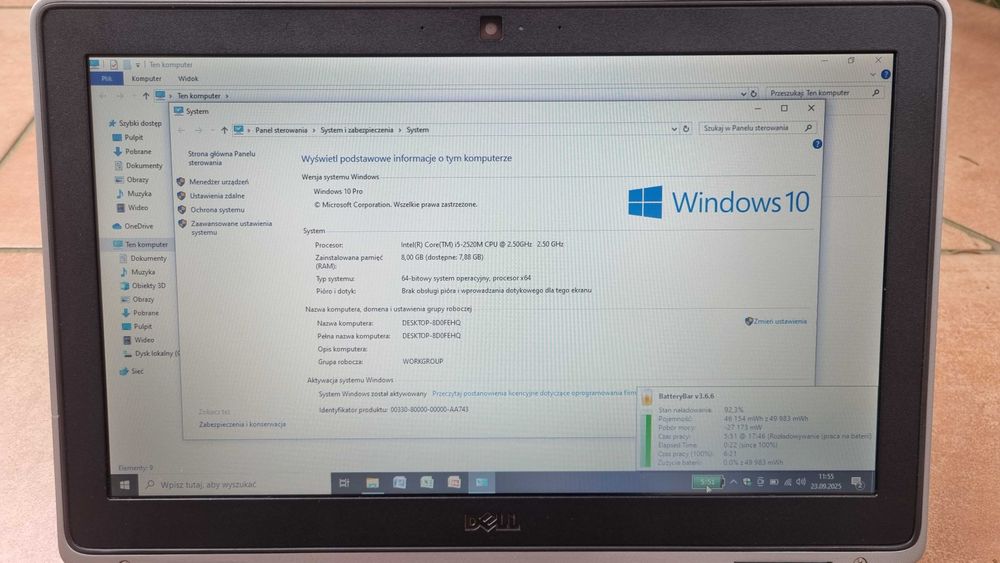 DELL Latitude E6320 i5-2520M 8GB Ram 256GB SSD Win10 do diagnostyki