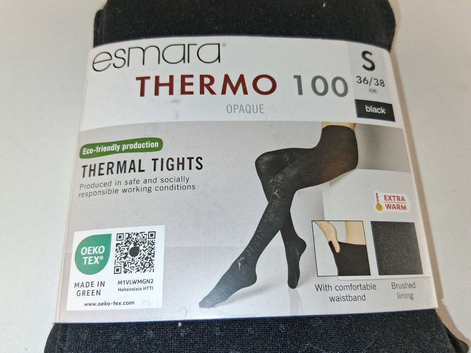 A228 Esmara Rajstopy Termiczne Damskie Thermo100 KryjąceCzarne S 36/38