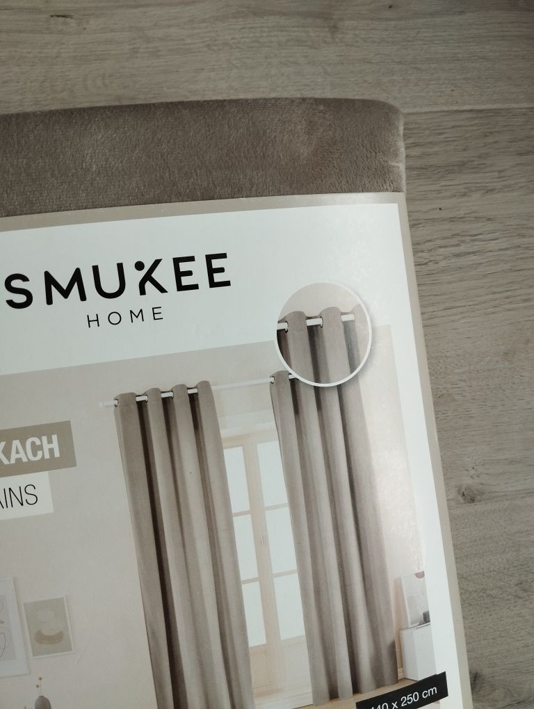 2 zasłony beżowe aksamitne welurowe Smukee 2x zasłona beżowa140/250