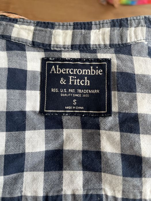 Koszula w kratę kratka rękaw 3/4 abercrombie&fitch