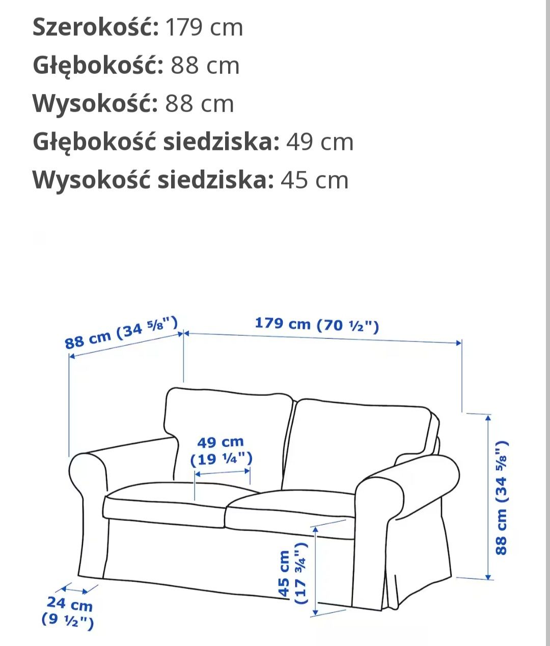 SOFA 2 osobowa Ektorp IKEA kanapa Stan Idealny