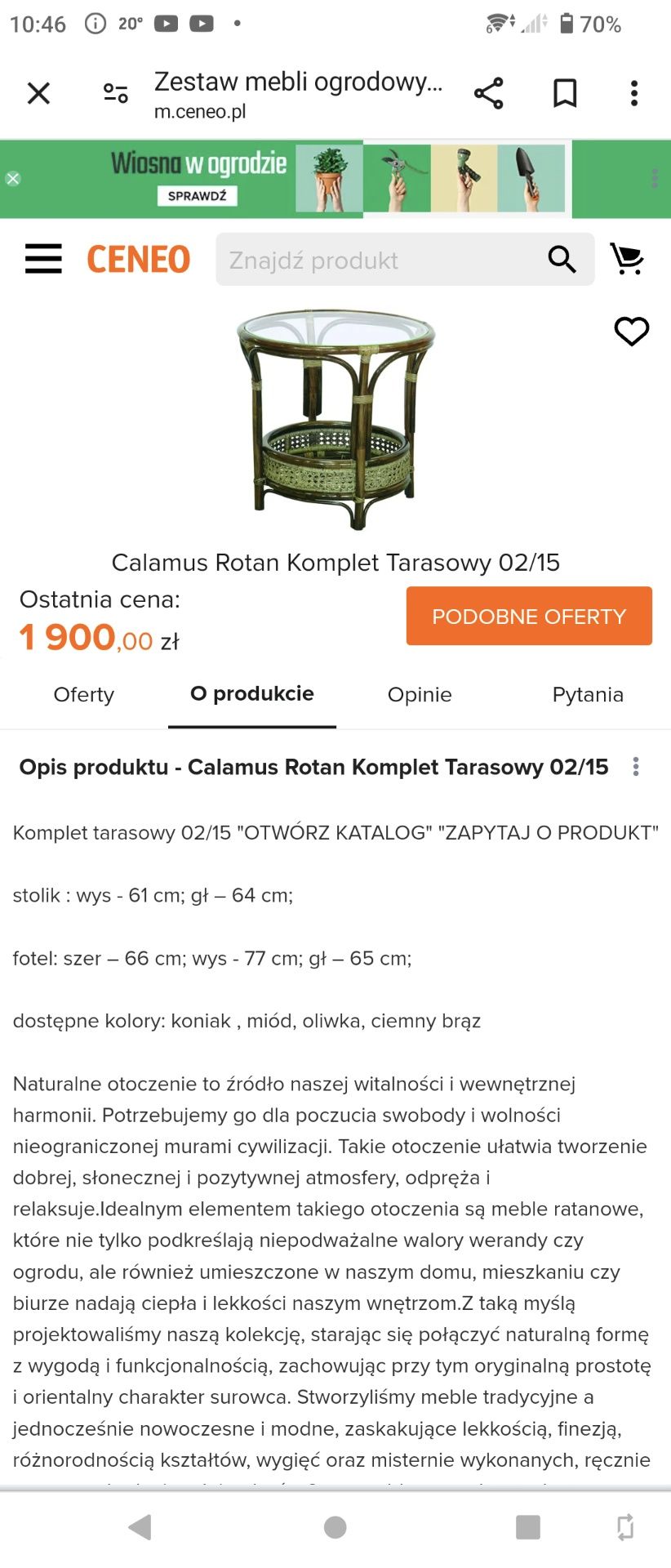 Stolik rattanowy ogrodowy, tarasowy,balkonowy Calamus Rotan