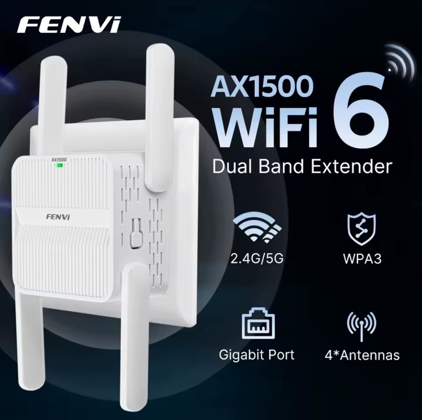 Wzmacniacz sygnału AX1500 z  Wifi 6 dla 2,4 i 5GHz reapater