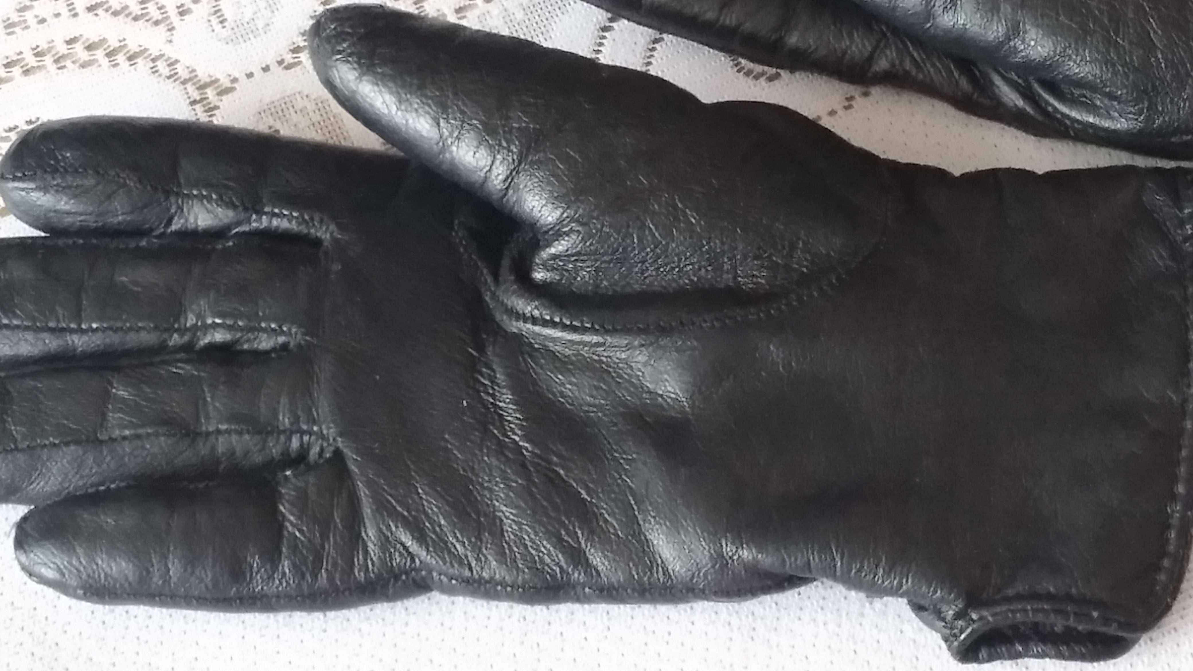 Skórzane rękawiczki z ociepleniem - rozmiar 7 !!!