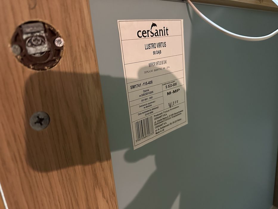 Lustro wiszące cersanit victus 90 dąb podświetlane
