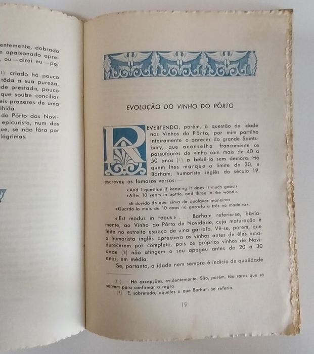 Livro antigo Arte de beber o vinho do Porto