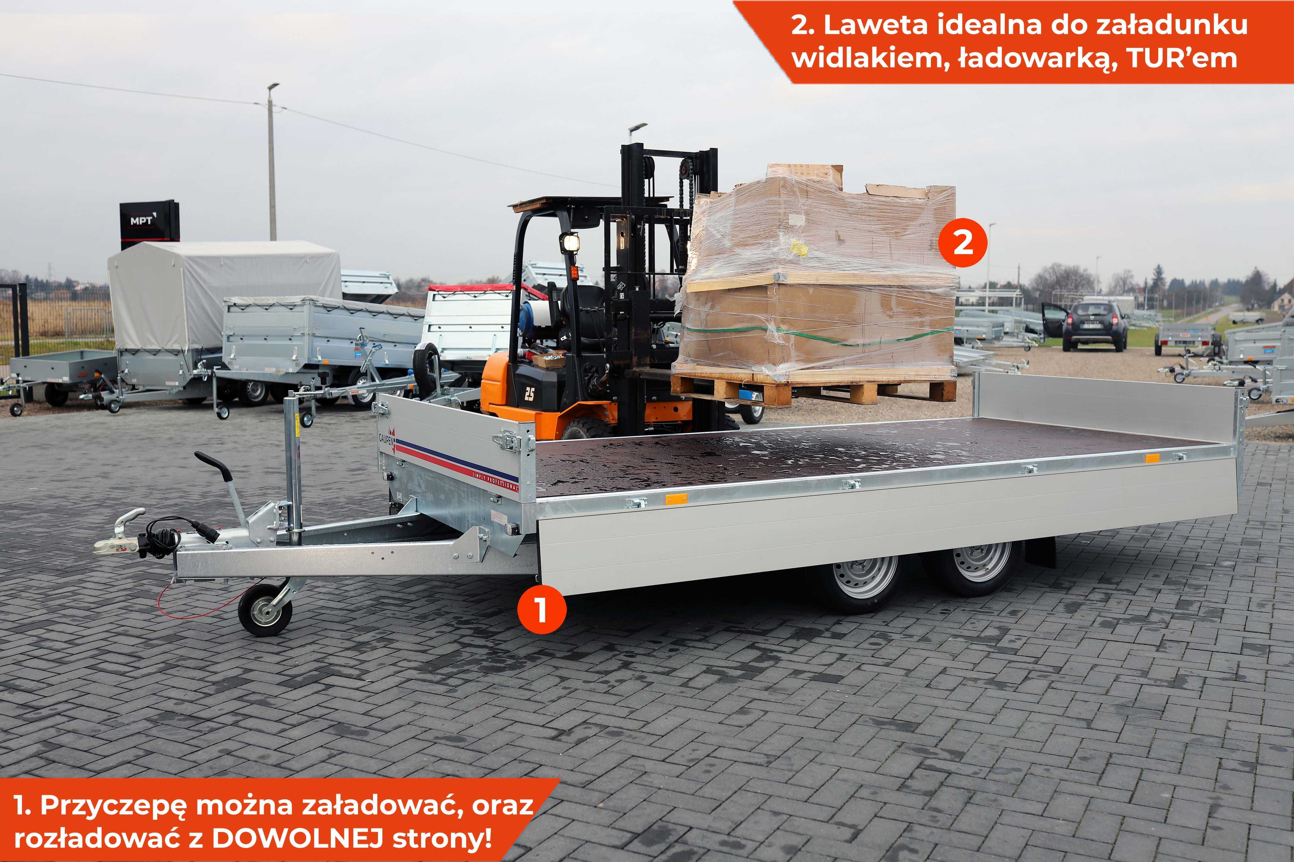 Laweta przyczepa z burtami ALU Gaupen N20-405 2 HL DMC 2700 najazdami