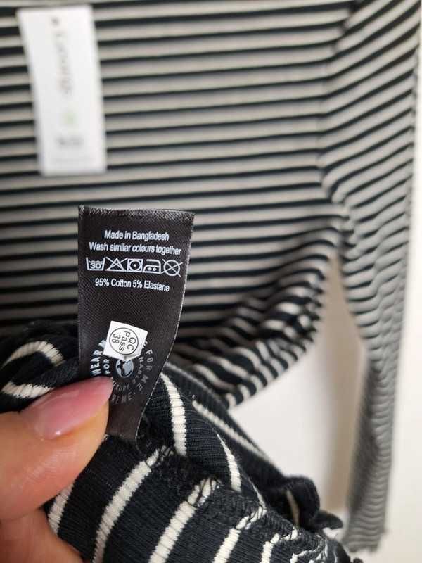 Sweterek longsleeve w paski biało-czarna z długimi rękawami 36 8 S