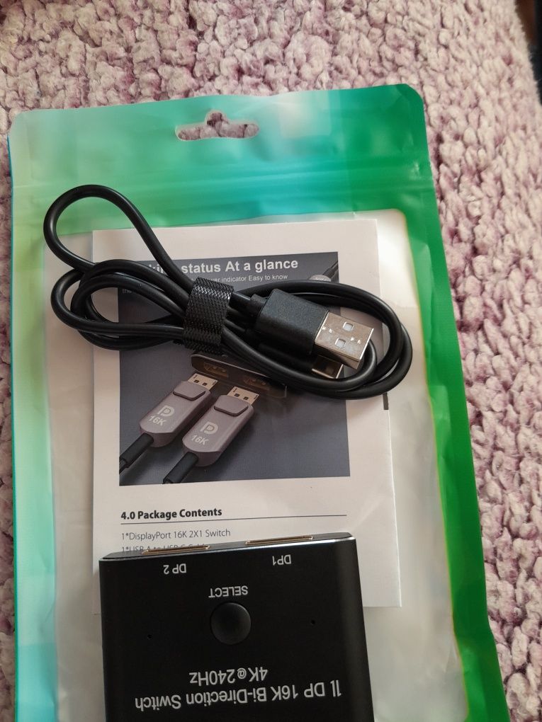 16 K DP DisplayPort 2.0 dwukierunkowy 2x1 Switch Splitter Selector Hub