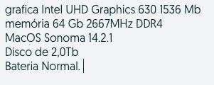 Mac Book Pro 16" 2,3Ghz Intel I9 8 núcleos