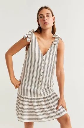 Mango sukienka w paski len wiskoza S 36